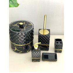 Set de salle de bain Noir porcelaine 5 pièces